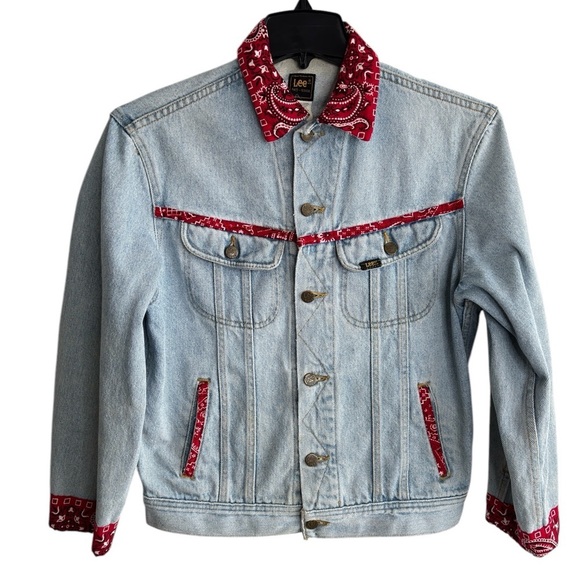 Vintage Lee Rider Denim Jacket Womens Small Custom Western Rodeo Made in the USA - Picture 1 of 14